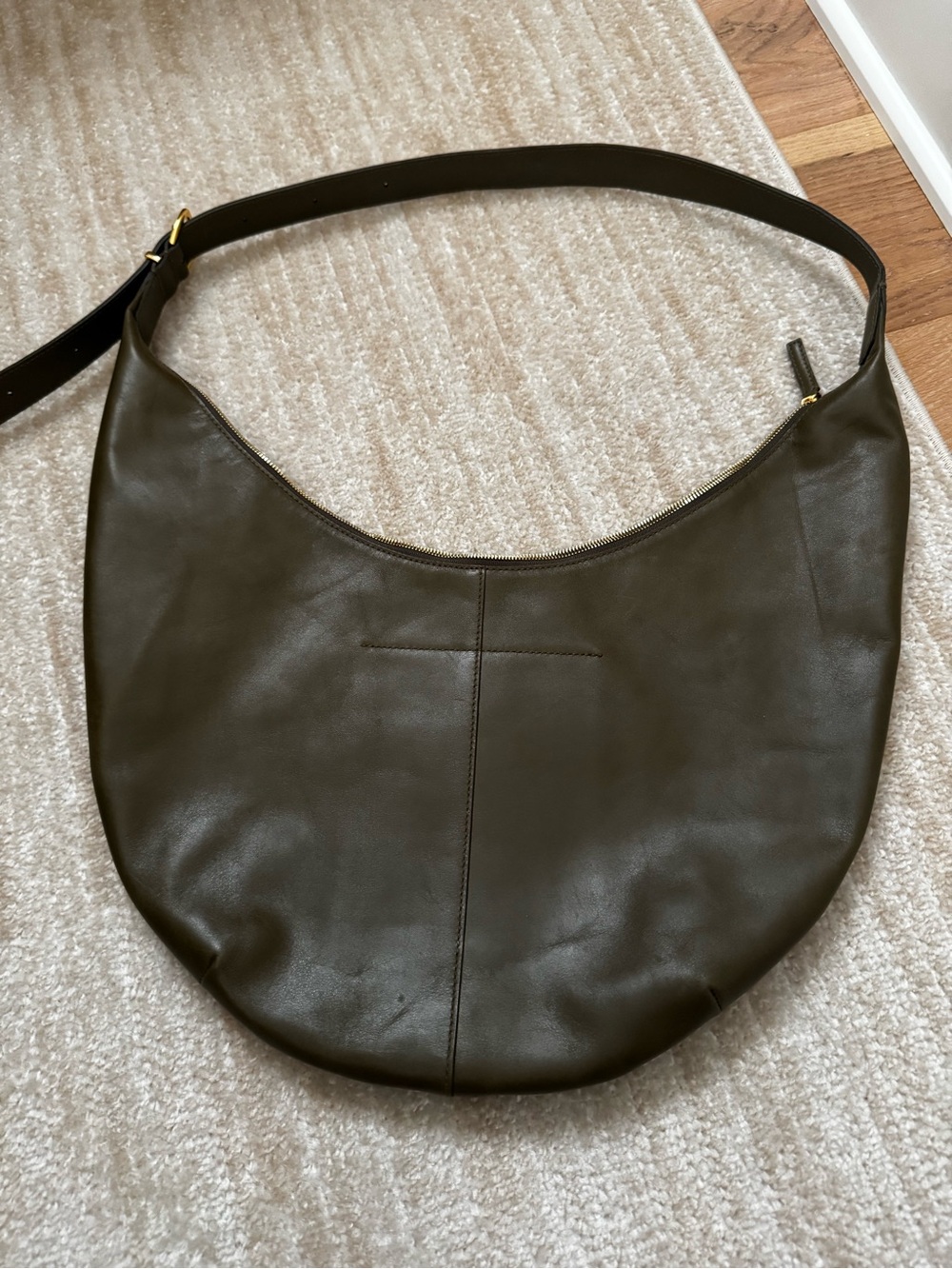 Madewell Olive Green Leather Hobo Shoulder Bag